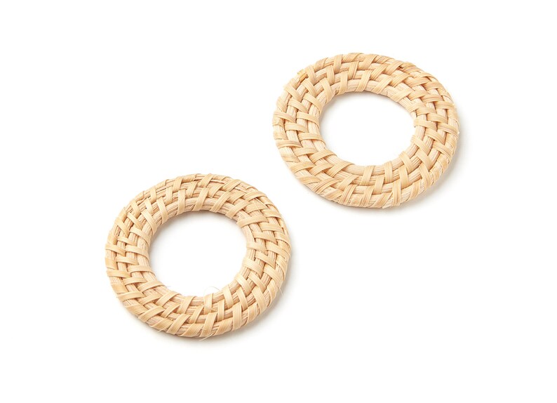 Jewelery Handmade 52.2x52.2x4.14mm Wooden Straw Earring RT1047 Round Shaped Rattan Pendant Handwoven Rattan Earrings