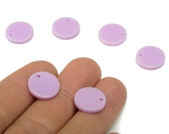 Acrylic Round Earring Charm - Acrylic Purple Circle Earring - Round Pendant With Hole - Color Code: A675 - 14.30x14.25x2.40mm - AC2555-A675