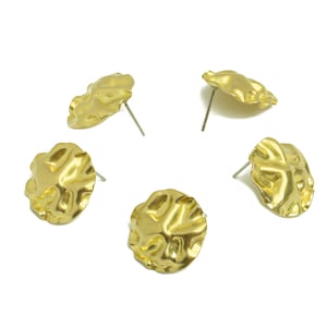 Hammered Round Earring Post - Brass Wavy Circle Earring Stud - Brass Hammered Earring Post - Irregular Earring Post - 18x18x1.69mm -PP8871