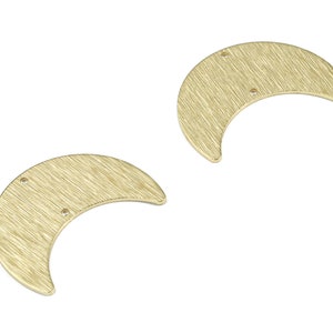 Brass Crescent Connector For Earring - Raw Brass Textured Moon Connector For Necklace - Brass 2 Hole Connector - 28.06x19.69x0.82mm - PP3385