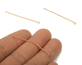 Conector de brinco de corrente de latão - Conector de corrente de cobra de latão - Latão banhado a ouro 18K - Suprimentos para joias - 44x0,95x0,95 mm - RGP5108