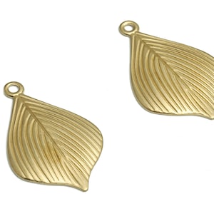 Brass Leaves Earring Charms - Raw Brass Leaves Pendant - DIY Jewelry Making Supplies - 27.71x17.75x1.75mm - PP4729