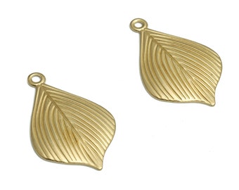 Brass Leaves Earring Charms - Raw Brass Leaves Pendant - DIY Jewelry Making Supplies - 27.71x17.75x1.75mm - PP4729