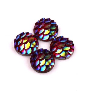 Mermaid Cabochons - Iridescent Fishscale Cabochons - Dark Blue Cabochons - Fish Scale - Jewelry Supplies - 10mm - CB1002B