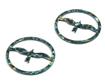 Acetate Swallow Earring Hoop - Bird Hoop Earring Charm and Pendant- Jewelry Supplies - Color Code:A458 - 50.33x50.33x2.48mm - AC1869-A458