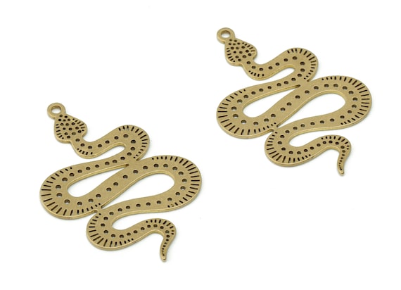 Snake Brass Earring Charms Raw Brass Snake Pendant Brass Snake