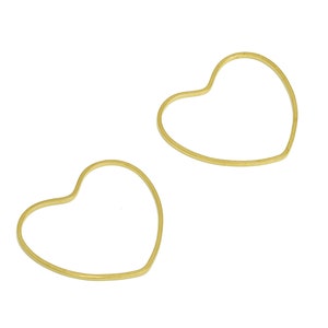23*26 Brass Heart Charms - Raw Brass Heart Earring Charm - Brass Heart Connector - Brass Heart Wire Earring Cham - 26x23x1mm - PP10362-23*26