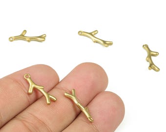 Raw Brass Tree Branch Earring Charms - Brass Branch Pendant Charms – Earring Findings - Jewelry Making Supplies - 18.4x6.97x1.83mm- PP4403