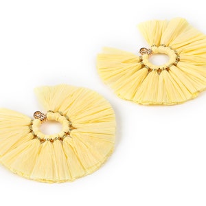 Raffia Fan Tassels Charms - Raffia Tassel Pendant - Jewelry Accessories - Handmade Tassels Jewelry - 54.16x54.16x3.49mm - RS1043