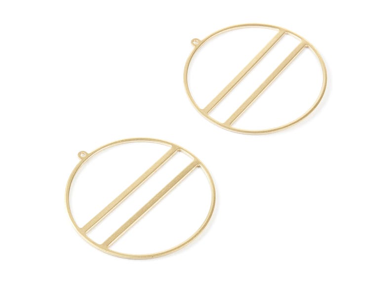 Brass Round Connector - Circle Raw Brass Earring Findings - Jewelry Supplies - 45.22x43.2x1.15mm - PP2117 image 2