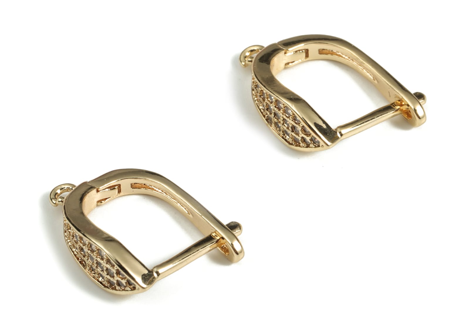 Brass Leverback Earring Clasp With Zircons Gold Plain Etsy UK