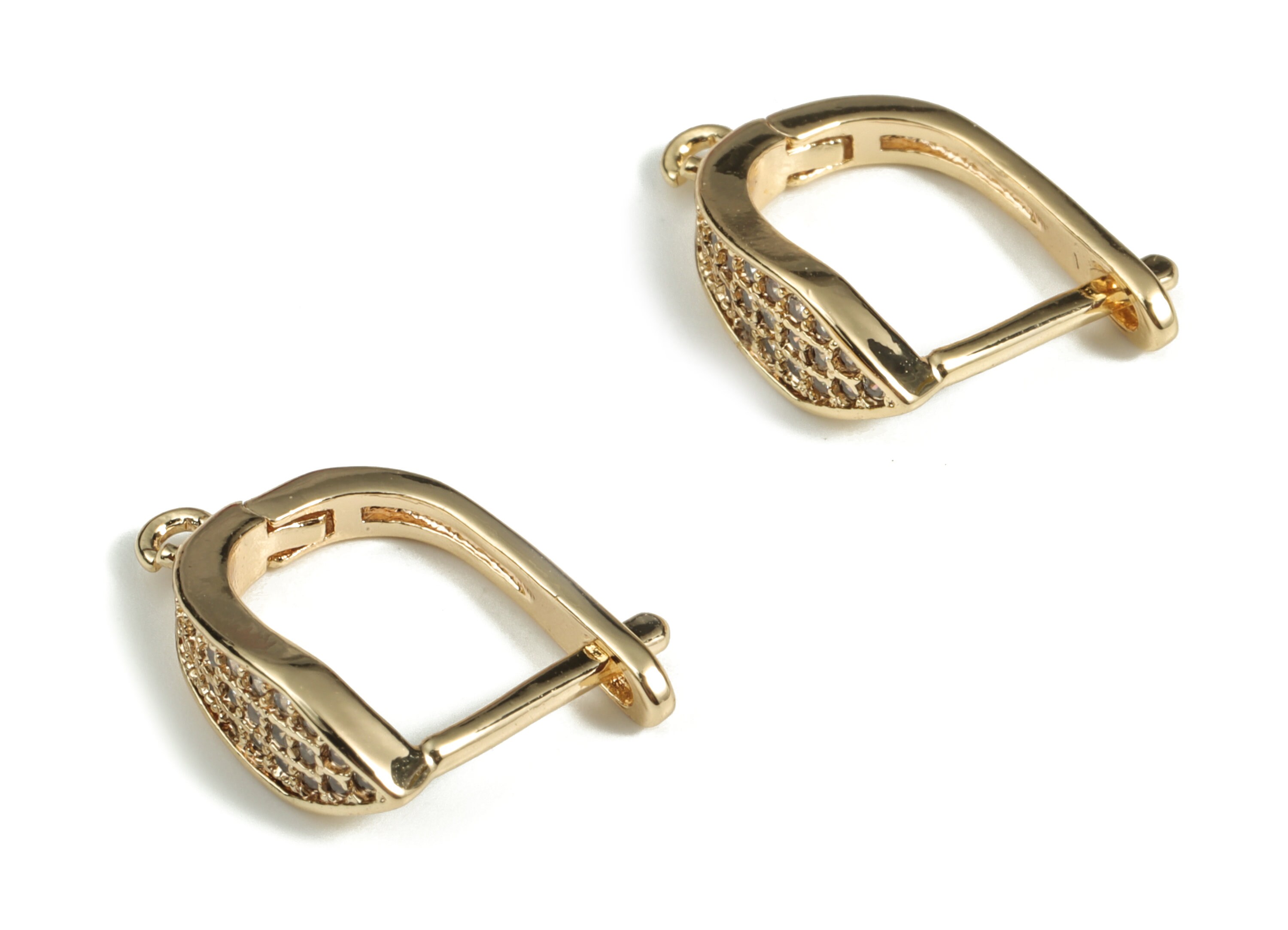 Brass Leverback Earring Clasp With Zircons Gold Plain Etsy UK