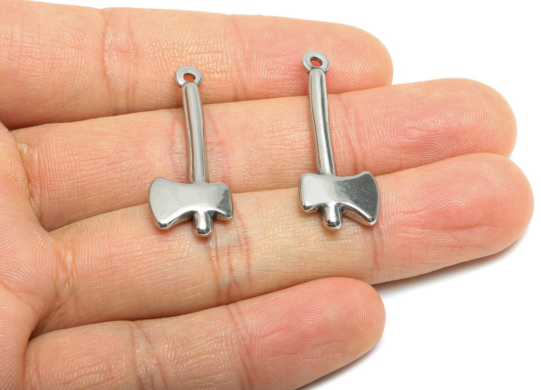 Stainless Steel Axe Charms - Minimalist Steel Viking Axe Pendant ...