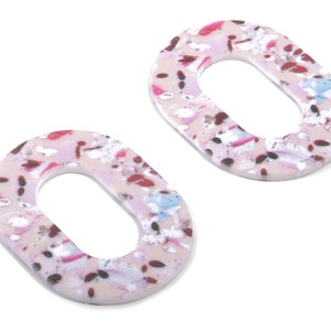 Acrylic Oval Earring Charms - Printing Oval Acrylic Pendant - Jewelry Supplies  - Color Code: B11 - 46.7x34.78x1.22mm - AC1927-B11