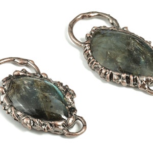 Oval Labradorite Earring Charm – Labradorite Pendant with A Loop – Labradorite Gemstone Jewelry - Average Size -51.78×26.39×8.33mm - NS1365