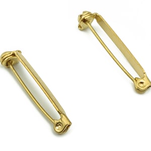 真鍮ブローチピン - 真鍮バックベース安全ピン - イヤリング金具 - ジュエリー製作用品 - 27.3x6.67x3.25 mm - PP3005