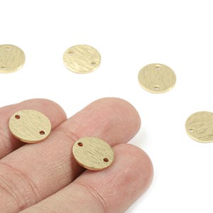 Brass Coin Connector - Raw Brass Mini Round Earring Connector - Textured Brass Circle Charm - Jewellery Supplies - 11.91x11.91x1.mm - PP3428