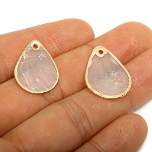 Teardrop Shell Pendant - Shell Jewelry Charm - Natural Shell Pendant - Handmade Jewelry Supplies - Gold Tone Plating - 24x12x1mm - AC3612 image 1
