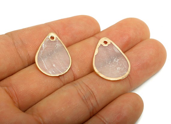 Teardrop Shell Pendant - Shell Jewelry Charm - Natural Shell Pendant - Handmade Jewelry Supplies - Gold Tone Plating - 24x12x1mm - AC3612