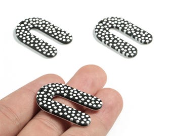 Colgantes acrílicos en forma de U para pendientes - Colgante de herradura con lunares - Componentes para pendientes - Suministros para joyería - 32,43 x 21,71 x 2,66 mm - AC1969A