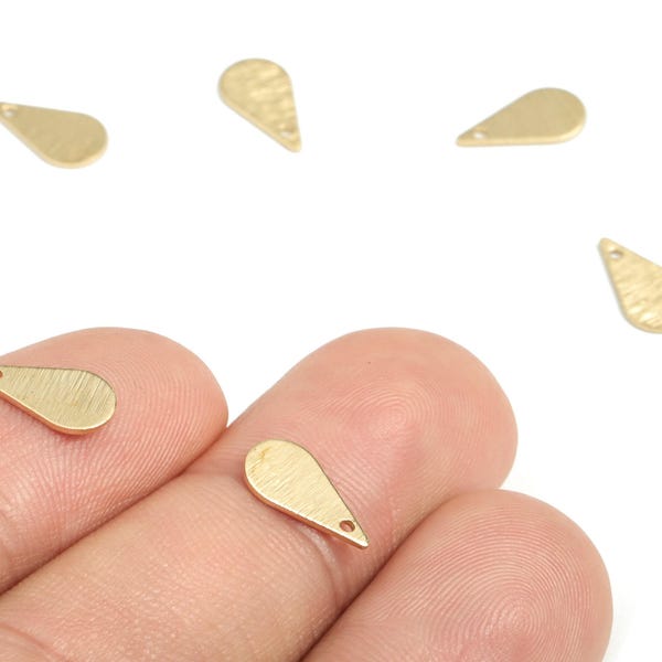 Brass Textured Drop Earring Charms - Raw Brass Drop Pendant - Earring Findings - Jewellery Making Supplies - 10.56x5.59x0.57mm - PP3809