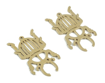 Beetle Brass Pendant - Raw Brass Beetle Earring Charms - Beetle Earring - Jewelry Supplies - 29x17x0.9mm - PPM3715