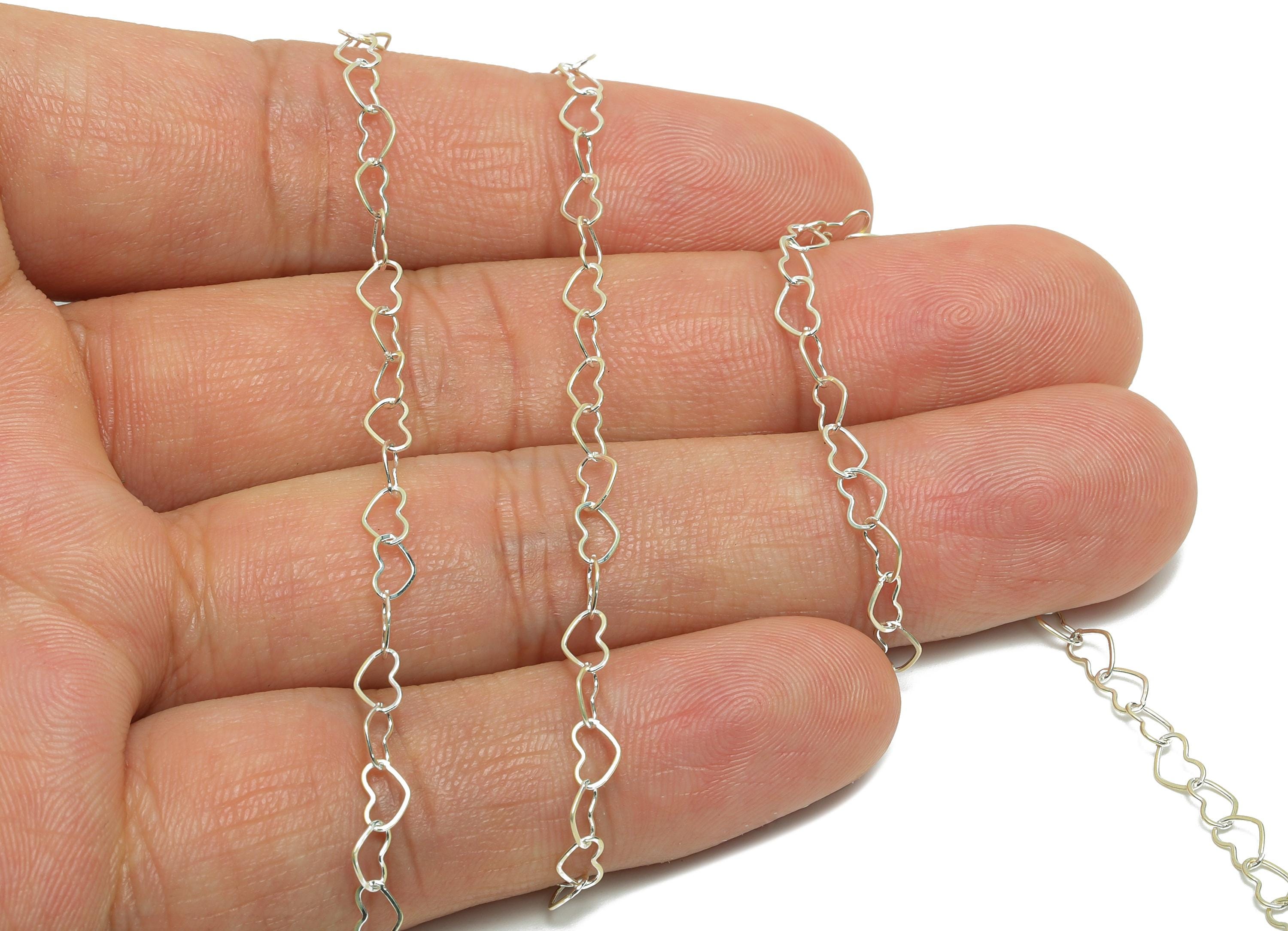 925 Sterling Silver Heart Link Chain - Heart Ring Chain