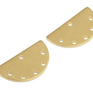 Brass Semicircle Connectors - Raw Brass Moon Connector Pendant - Connector Charms - 6 Holes - Jewelry Supplies - 21.98x11.4x1.02mm - PP2582