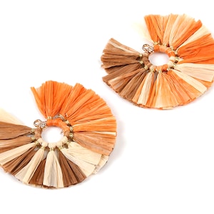 Raffia Fan Tassels Charms - Raffia Tassel Pendant - Jewelry Accessories - Handmade Tassels Jewelry - 54.16x54.16x3.49mm - RS1053