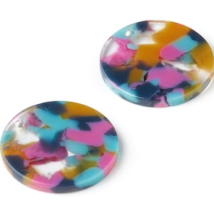 Colgante para pendientes de acetato acrílico - Pendientes de carey - Colgante con forma de moneda - 1 agujero - Código de color: A258 - 24,1 x 24,1 x 2,5 mm - AC1551-A258