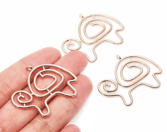 アクセサリー Teru Big Turtle Shaped Charms- Zinc Alloy Earring Finding - Rose