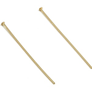 Brass Head Pin Findings - Gold Head Pin - DIY Gold Jewelry Pins - 18K Real Gold Plated Brass - Jewelry Supplies - 40.46x0.7mm - RGP3320-40