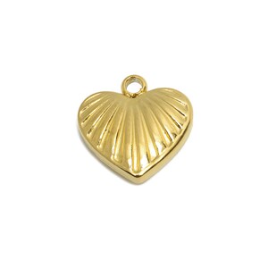 Stainless Steel Heart Charms - Romantic Heart Bracelet Charms - Textured Heart Pendant - Minimalist Steel Jewelry - 11x10.5x2.88mm - SS1624