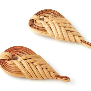 Handwoven Rattan Drop Charms - Drop Rattan Earrings and Pendant - Wooden Straw Earrings - Jewelry Handmade - 50.74x25.79x5.96mm - RT1238