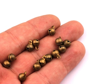 Raw Brass Bell Charms – Antique Tone Jewelry Supplies (9x6mm) PP1171