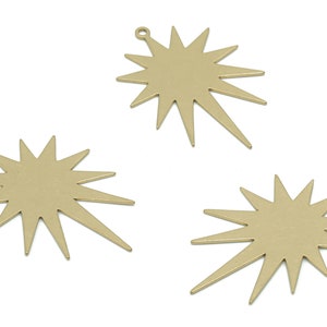 Personalized Stamping Blank - Brass Sun Star Earring Charms - Raw Brass Sun Pendant - Jewelry Making Supplies - 29.88x20.57x0.54mm - PP4970