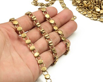 Chaîne disque rond - Chaîne ronde à maillons ouverts - Chaîne ronde à maillons ouverts - Pour collier bracelet - Fournitures pour bijoux 0,66 x 0,27 x 0,12 pouces CC1202