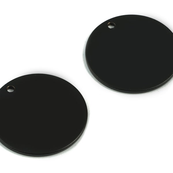 Ébauche d’estampage personnalisée - Charmes de boucles d’oreilles Black Circle - Charme rond noir en laiton - Trouvailles de boucles d’oreilles - 21x21x1mm - PP1881B