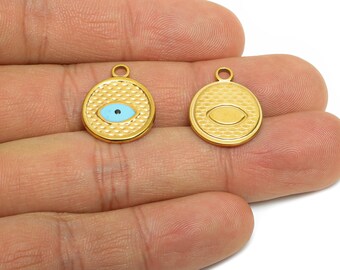 Evil Eye Pendant - Stainless Steel Textured Eye Pendant - Spiritual Protection Pendant - Minimalist Evil Eye Jewelry - 19x15x1.7mm - SS1559G