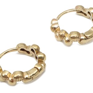 Brass Flower Hoop Huggie Earrings - Raw Brass Round Beaded Stud Earrings - Earring Findings - Jewelry Supplies -14.96x14.96x2.47mm- PP7552