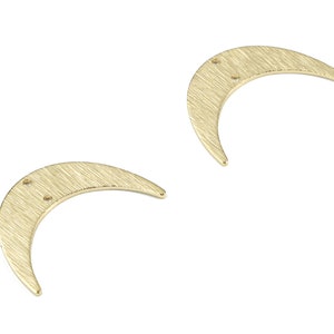 Brass Crescent Connector For Earring - Raw Brass Textured Moon Connector For Necklace - 3 Hole - Jewelry Supplies - 30x19.6x1.03mm - PP3366
