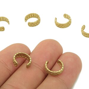 Brass Sun Open Round C Ring - Raw Brass Circle Cuff Ear - Hoop Hollow Earring Cuff - Mini Sun Ear Clip - 11.62x10.25x1.17mm - PP8131