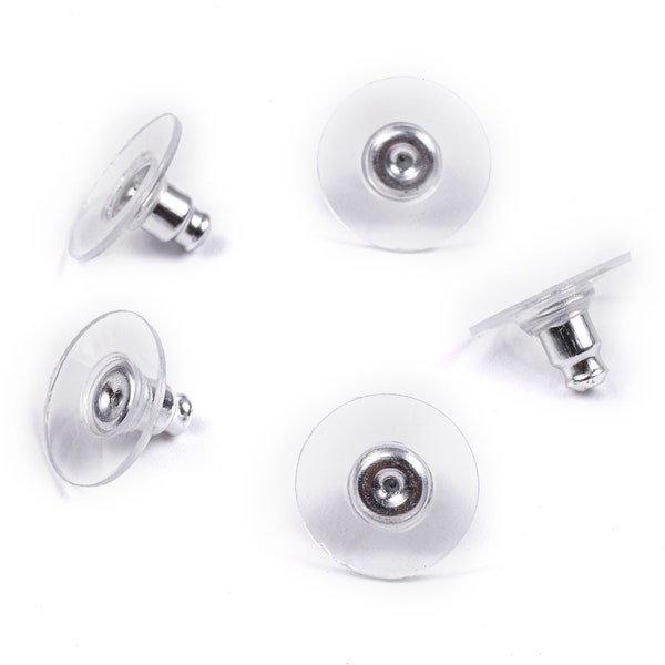 Schienali per orecchini con cuscinetti - Tappo per orecchini a disco - Dadi e schiene per orecchini - Ciondoli per orecchini - Tappo per orecchini - 11.95x6.81mm - ES1009