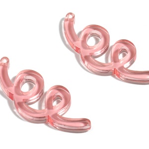 Acrylic Wavy Earring Connector - Pink Knot Earring Charms - Jewelry Supplies - Color Code:A465 - 31.76x13.04x2.86mm - AC1924B