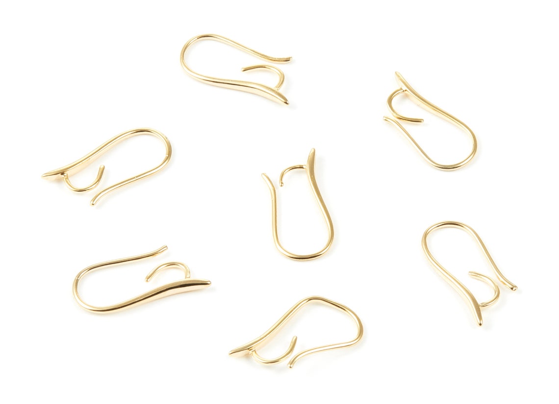 Brass Earring Wires Brass Earring Hooks 18K Real Gold Etsy