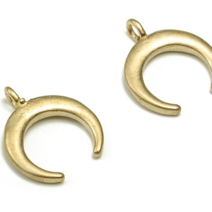 Brass Crescent Earring Charms - Raw Brass Moon Pendant - Earring Finding - Jewelry Making Supplies - 11x9.3x1.5mm - PP4651