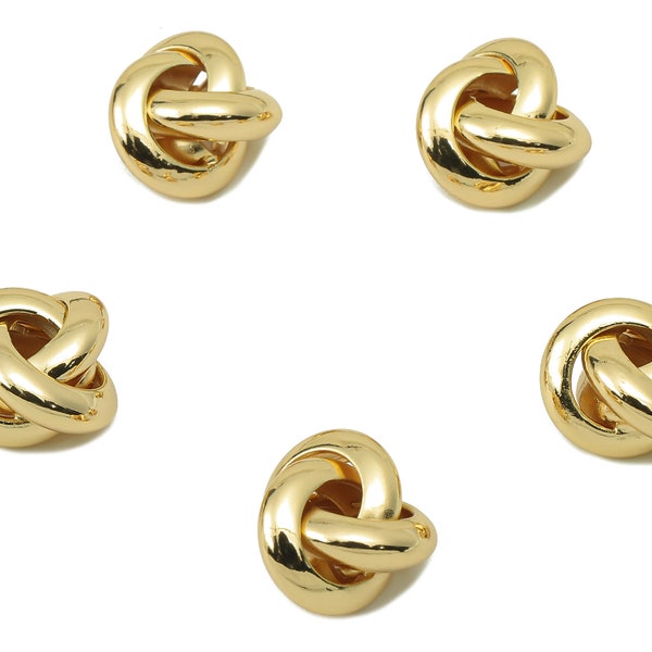 Brass Knot Earring Charms - Brass Rings Beads Earring Charm -Brass Gold Infinity Earring- 18K Real Gold Plating-11.35x 11.35x1.91mm-RGP5885