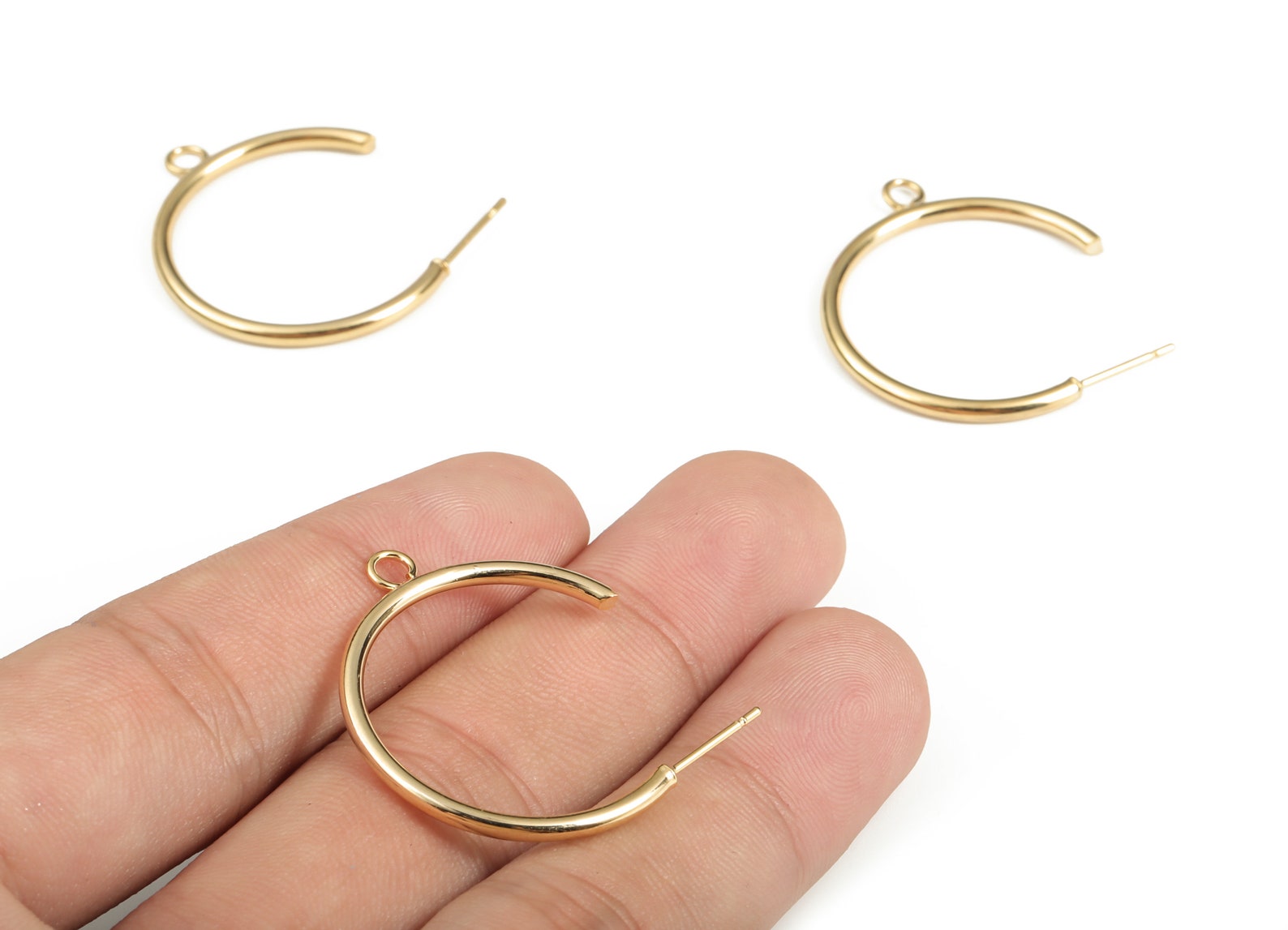 Stud Hoop Post Hoop Studs With Loop Basic Hoop With Stud Etsy UK