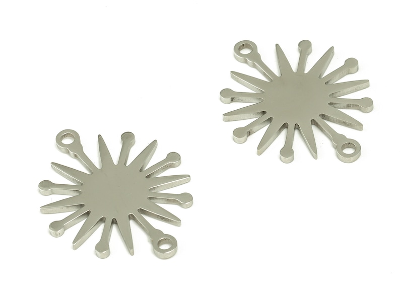 Roestvrijstalen zon-verbindingsstuk - roestvrijstalen zonoorbelbedels - oorbelbevindingen - benodigdheden voor het maken van sieraden - 19,73 x 15,86 x 0,9 mm - SS1239 afbeelding 2