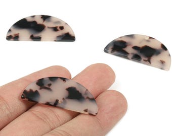 Acetaat halve cirkel verbindingsstuk - Halve maan oorbellen blonde schildpad oorbel 2 gaten - kleurcode: A06 - 37,2 x 18,55 x 2,4 mm - AC1794-A06